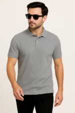 Men Grey Polo T-Shirt | Premium Cotton | Comfort Fit Casual Wear - Image 3