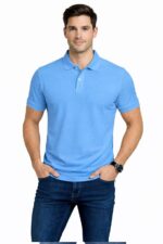 Men Sky Blue Polo T-Shirt | Premium Cotton | Comfort Fit Casual Wear