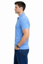 Men Sky Blue Polo T-Shirt | Premium Cotton | Comfort Fit Casual Wear - Image 3
