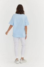Women Oversized V-Neck T-Shirt Sky Blue | Premium Relaxed Fit Cotton Tee - Image 8