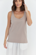Women Sleeveless Cotton Tank Top Beige | Premium Relaxed Fit Vest - Image 6