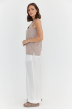 Women Sleeveless Cotton Tank Top Beige | Premium Relaxed Fit Vest - Image 7