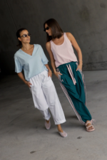 Women Oversized V-Neck T-Shirt Sky Blue | Premium Relaxed Fit Cotton Tee - Image 9