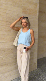 Women Sleeveless Cotton Tank Top Sky Blue | Premium Relaxed Fit Vest - Image 4