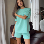 Women Mint Green Oversized Co-ord T-Shirt | Relaxed Lounge Wear Tee