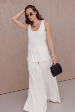 Women Off White Sleeveless Oversized Co-ord Set | Premium Relaxed Lounge Wear
