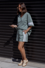 Women Oversized V-Neck T-Shirt Sage Green | Premium Relaxed Fit Tee - Image 5