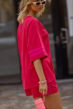 SMOK T-Shirt Strawberry | Women Oversized V-Neck T-Shirt | Premium Cotton Pink Relaxed Fit Tee - Image 8