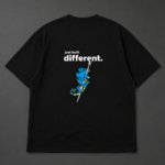 "just built different." Black Oversized T-Shirt for Men - Heavyweight 240 GSM Cotton Drop Shoulder Graphic Tee