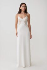 Fashion Continental Knit & Lace Ivory Maxi Dress
