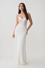 Fashion Continental Knit & Lace Ivory Maxi Dress - Image 3