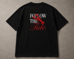 Men's Black "Follow The Tide" Red Lobster Graphic Oversized T-Shirt - Drop Shoulder Cotton Tee | Fashion Continental - Image 3