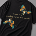 Men's Black "Someone Loves Everything You Hate About Yourself" Crane Graphic Printed Oversized T-Shirt - 100% Cotton Streetwear Loose Fit Tee | Fashion Continental