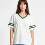 Fashion Continental Women's Varsity V-Neck Oversized T-Shirt