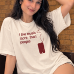 Fashion Continental Oversized Graphic T-Shirt – I Like Music More Than People Quote Print