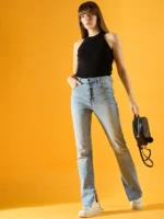 Black Ribbed Halter Neck Sleeveless Knit Top - Trendy Slim Fit Women's Top | Fashion Continental - Image 7