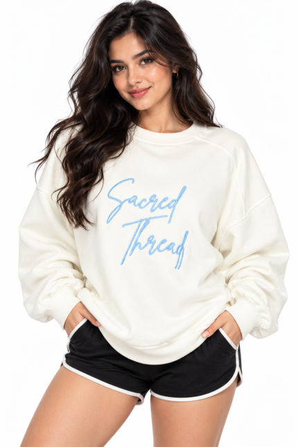Sweatshirt, Oversized Sweatshirt, Sacred Thread, Fashion Continental, Embroidered