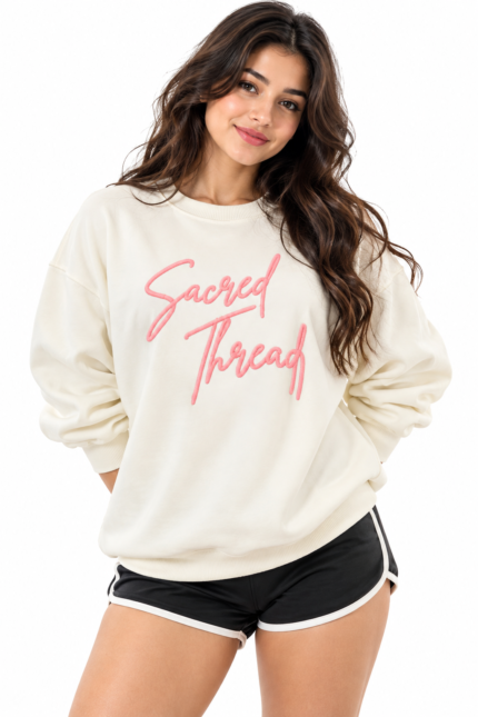 Sweatshirt, Oversized Sweatshirt, Sacred Thread, Fashion Continental, Embroidered