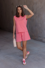 Women Sleeveless Oversized Cotton Top Pink | Relaxed Summer Casual Tee - Image 2