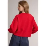 Fashion Continental Red Graphic Wollen Sweater - Image 2
