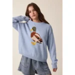 Fashion Continental Blue Graphic Wollen Sweater