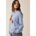 Fashion Continental Blue Graphic Wollen Sweater - Image 3