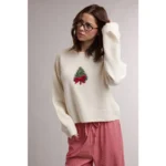 Fashion Continental White Graphic Wollen Sweater