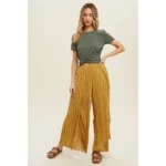 Olive Green Ribbed Crew Neck Essential Tee - Everyday Basic Women's T-Shirt | Fashion Continental