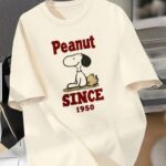 Peanut Since 1950 Retro Cartoon Dog Print Oversized T-Shirt