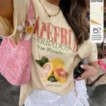 Grapefruit Barbados Citrus Paradisi Print Oversized T-Shirt