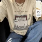 I Rewrote That Essay For You Funny Cat Print Oversized T-Shirt