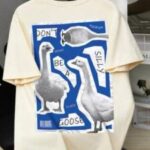 Dont Be a Silly Goose Blue Collage Print Oversized T-Shirt