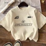 Sunshine Racing Logo Oversized Tee - Bold Y2K Sporty Streetwear T-Shirt Women