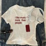 I Like Music More Than People Oversized Tee - Introvert Statement T-Shirt | Fashion Continental